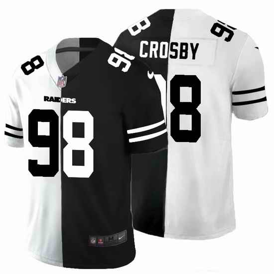 Las Vegas Raiders 98 Maxx Crosby Men Black V White Peace Split Nike Vapor Untouchable Limited NFL Jersey